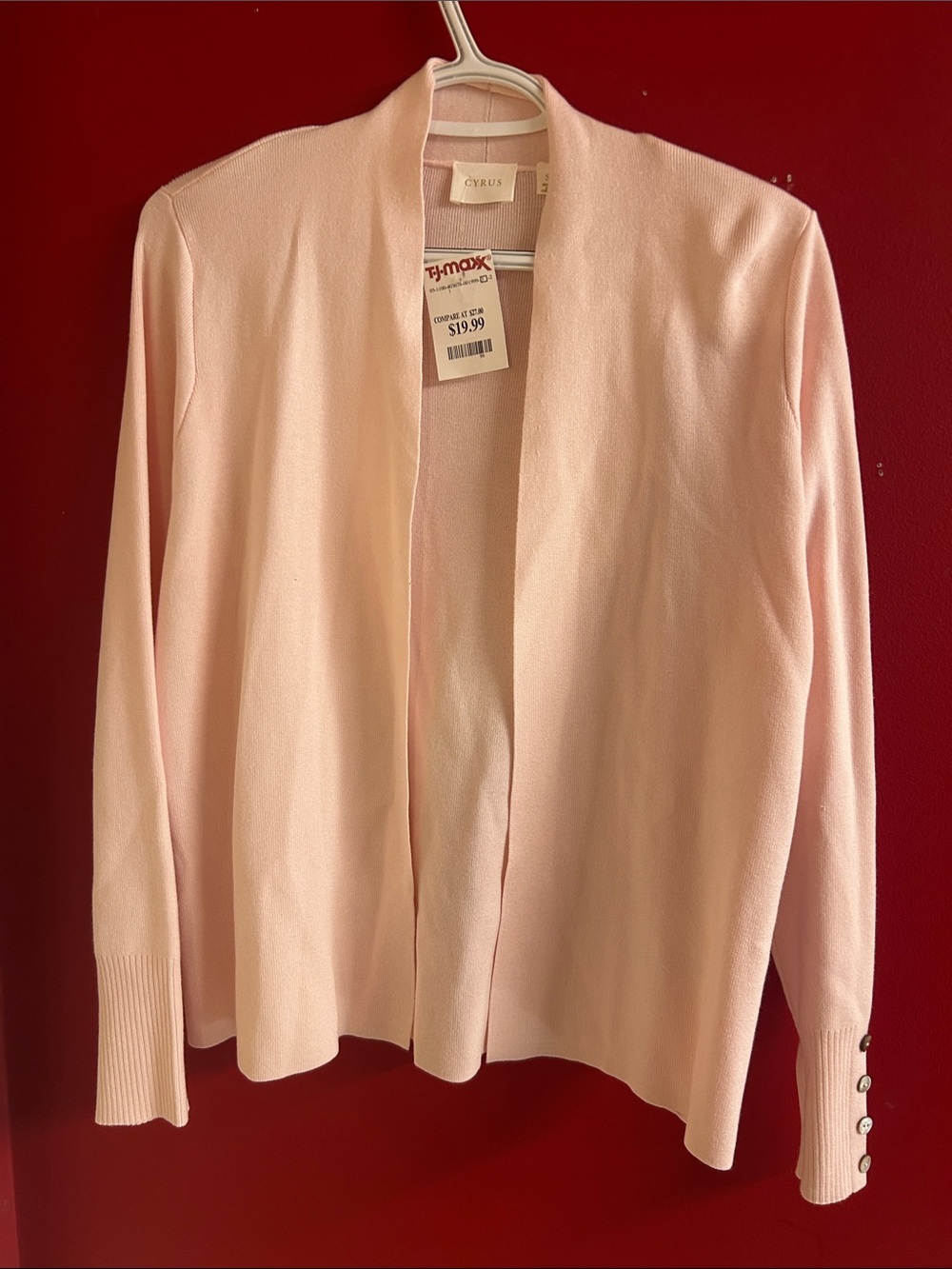 Cyrus Light Pink Open-Front Women's Cardigan small NEW
